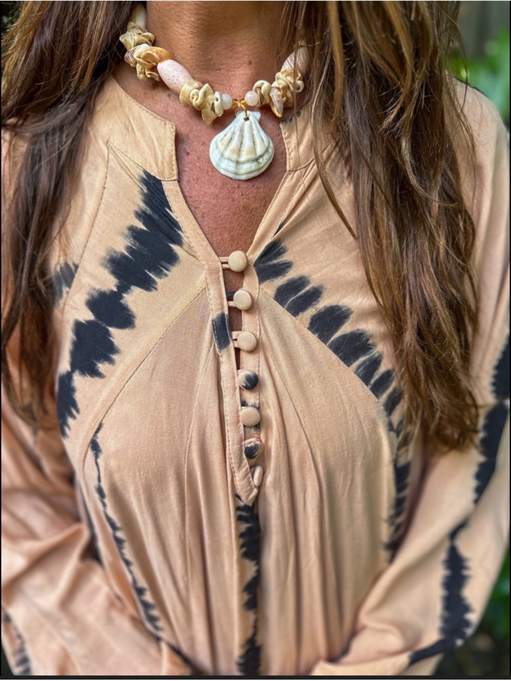 Natalie Martin Blush Beige Tunic with Black Accent